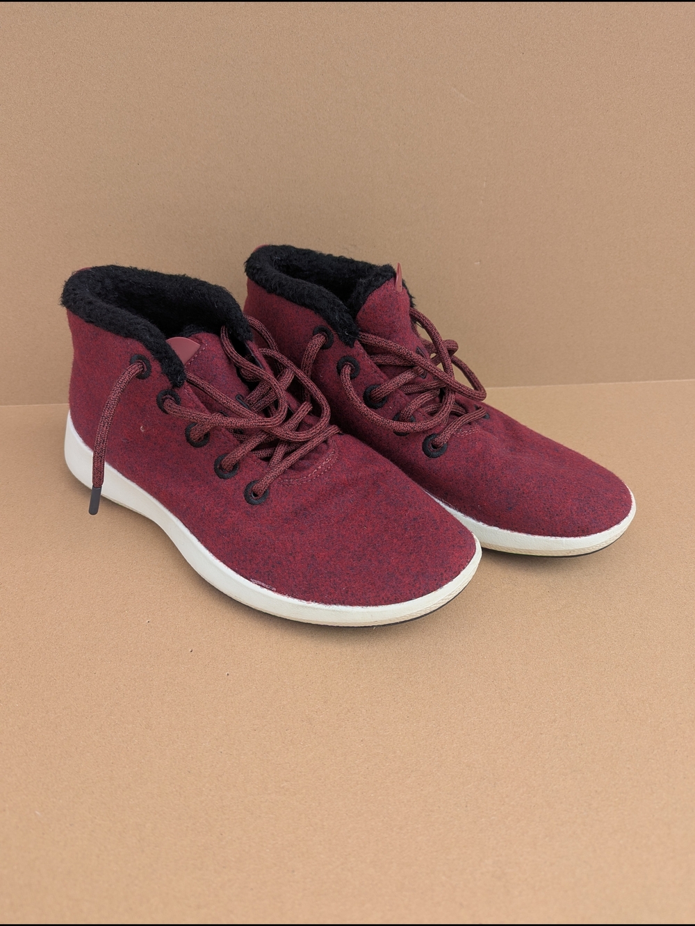 allbirds Men’s Burgundy Wool Sneakers with Black Lining